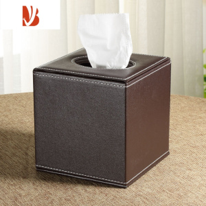 三维工匠欧式皮革方形纸巾盒 创意家居客厅ins大理石纹卷纸筒酒店专用定制 咖色平纹