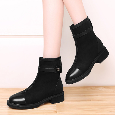 古奇天伦2020新款马丁靴女英伦风冬百搭加绒短靴子瘦瘦单靴5300