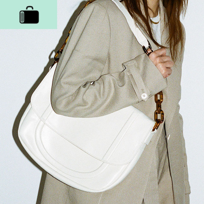 小众设计个性亚克力链条休闲单肩包女2020新款柔软百搭复古斜挎包NEW LAKE 奶白色女斜挎包