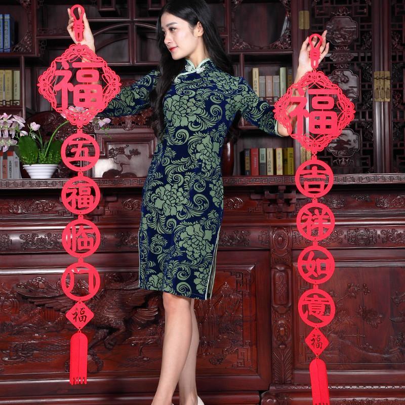 毛毡布福字对联春节过年新年装饰挂件五福临吉祥如意对联套餐