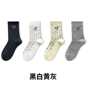 舒跑袜子女款春夏季堆堆袜点点袜中筒蝴蝶结可爱女袜网眼透气舒适亲肤堆堆袜ins日系风