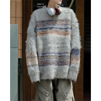 毛衣男冬季美式潮牌慵懒风圆领套头毛针织衫休闲百搭青少年男上衣