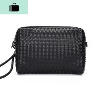 时尚男包手工编制皮质手拿包韩版新款手腕包街头潮流手机单肩挎包NEW LAKE 黑色预售7月20日左右男士手拿包