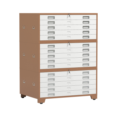 臻远 ZY-DTGA-12 工程图纸柜收纳柜 咖白色0号三节柜
