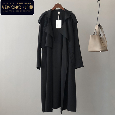 广赫风衣女中长款2021春秋新款气质英伦风垂感宽松薄款小个子外套大衣风衣