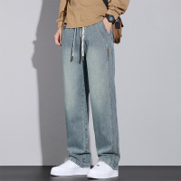 复古高仔裤男秋冬直筒宽松显高显瘦百搭时尚高街松紧腰潮男裤