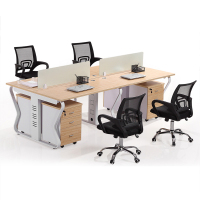 易企采 四人位含活动柜含椅 职员屏风工位办公桌 240*120*75CM 单位:套