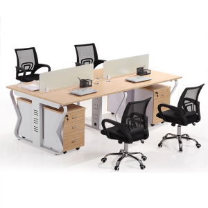 易企采 四人位含活动柜含椅 职员屏风工位办公桌 240*120*75CM 单位:套