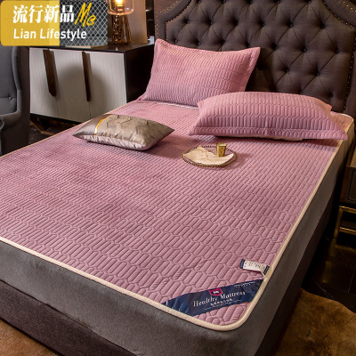 宝宝绒乳胶贴身床垫三件套水晶绒珊瑚绒垫被套宝宝绒保暖床褥垫子 三维工匠