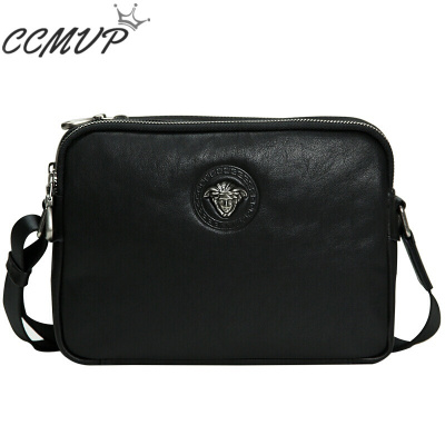 CCMVP品牌自营质量保证-CCMVP复古小单肩包男迷你小斜挎单肩包小包男士休闲牛皮包男真皮背包潮黑色默认颜色