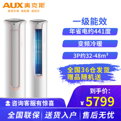 奥克斯旗舰KFR-72LW/BpR3TYK19+13匹1级能效高端变频立式冷暖节能柜机