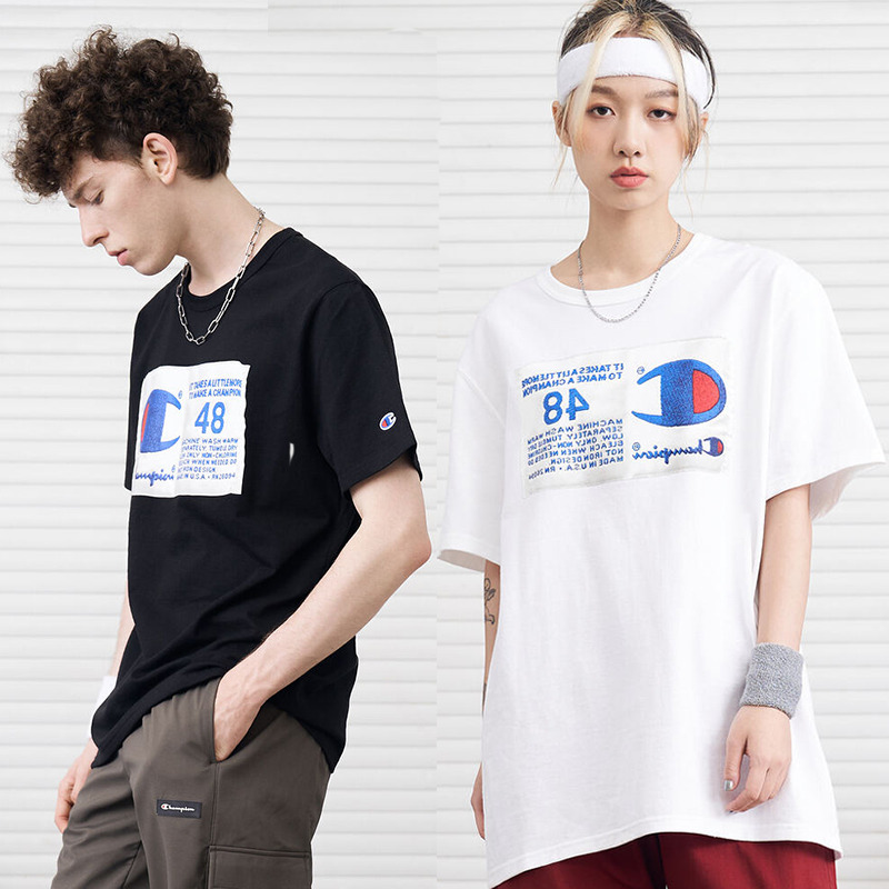 champion正品日版男女时尚休闲做旧印花情侣纯棉短袖t恤