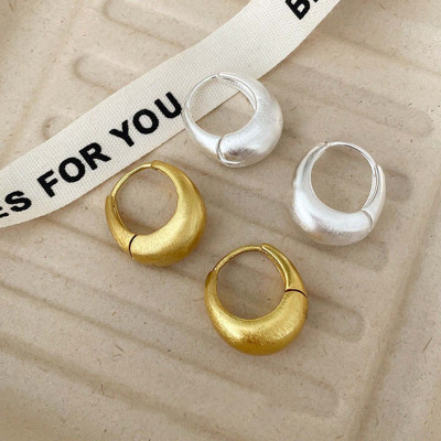 高级感水滴素圈耳环女2025年新款气质拉丝圈圈耳扣小众设计感耳饰送女朋友老婆情人节七夕生日礼物