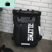 男士双肩包潮牌大容量旅行背包男休闲韩版高中学生书包女时尚潮流NEW LAKE 黑色