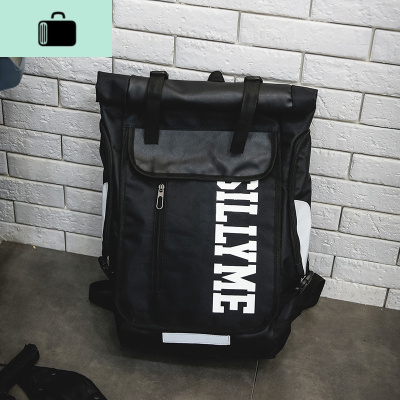 男士双肩包潮牌大容量旅行背包男休闲韩版高中学生书包女时尚潮流NEW LAKE 黑色