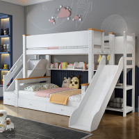 欧梵森 儿童床现代简约榉木实木床子母床美式上下床双人床高低床双层床成人床大人床成年床上下铺木床分体床滑梯床