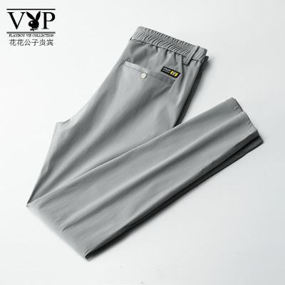 花花公子贵宾春夏季薄款松紧腰宽松直筒潮流韩版百搭冰丝空调长裤子男士休闲裤
