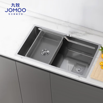 九牧(JOMOO)水槽家用变轨大单槽304不锈钢厨房洗菜一体洗菜盆06283/06284