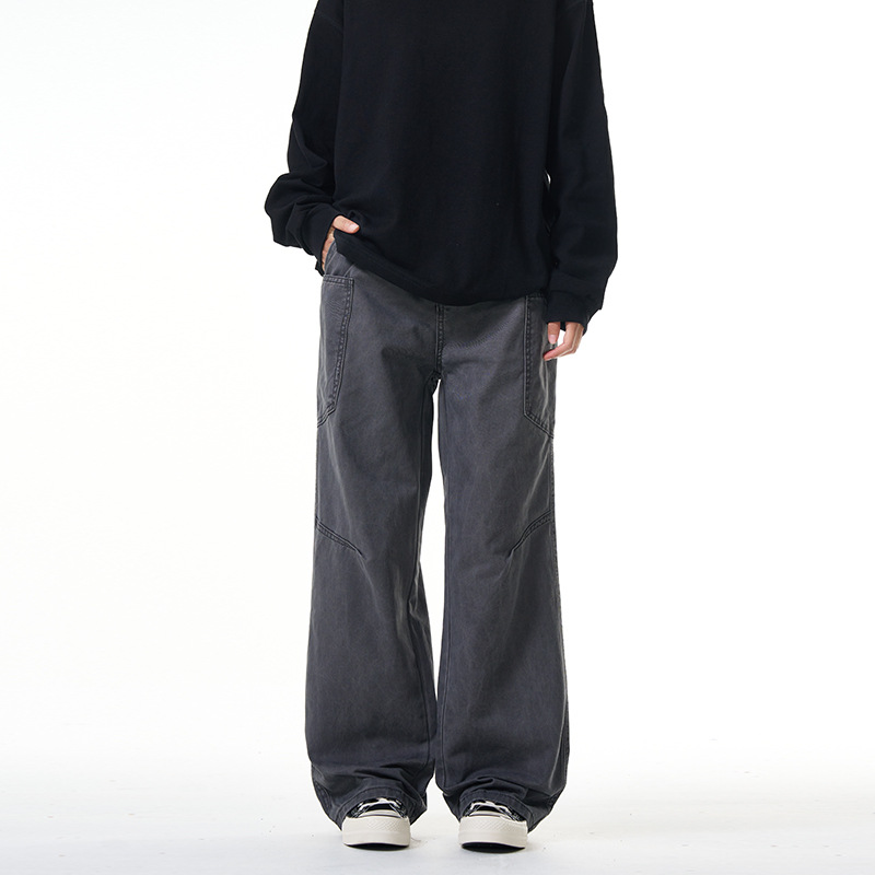 |新款夏季灰色洗褪男女宽松美式高街cleanfit多口袋工装裤