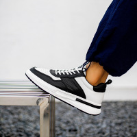 头层牛皮男鞋2025春季新款透气运动跑步鞋增高休闲百搭潮流老爹鞋