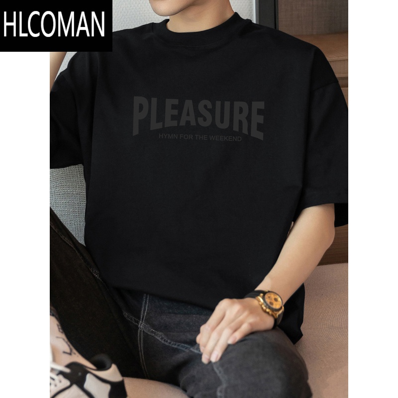 HLCOMAN260gt恤男短袖夏季宽松圆领上衣服字母印花美式半袖