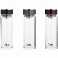 希诺双层玻璃杯310ml带滤网便携泡茶杯XN-7081(颜色随机)