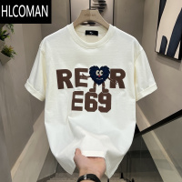 HLCOMAN字母印花高品质圆领短袖T恤男欧货夏季新款简约潮牌修身半袖体恤