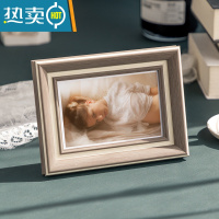 敬平欧式照片相框摆台高级感5寸6寸7寸8寸10寸A4画框像框摆件支架木框 弧边灰褐色 7寸(可放12.7*17.8cm)