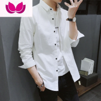 七斓秋季港风ins纯色衬衫男士长袖韩版潮流帅气上衣外套休闲情侣衬衣