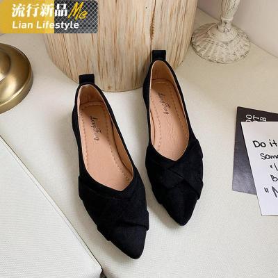 2020春季新款网红百搭尖头浅口单鞋女韩版平底仙女风温柔豆豆鞋子知义(ZHIYI)休闲鞋
