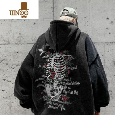 YANXU美式600g中山卫衣工厂男西海岸hiphop三本针连帽硬挺外套