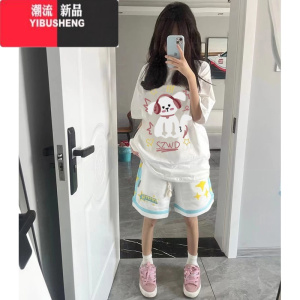 YIBUSHENG美式高街运动短裤女季宽松休闲2024新款五分篮球裤子小众设计感