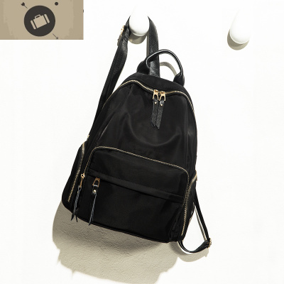 双肩背包女2019新款韩版潮牛津布时尚百搭女士旅行大容量帆布包包艾狄伊娃黑色