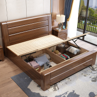 臻远ZY-SMC-113 现代简约实木床双人床 1.5米气压高箱