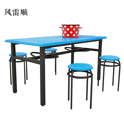 风雷顺玻璃钢冷轧钢餐桌学生食堂公司职员户外桌椅组合1.2米餐桌+4把椅