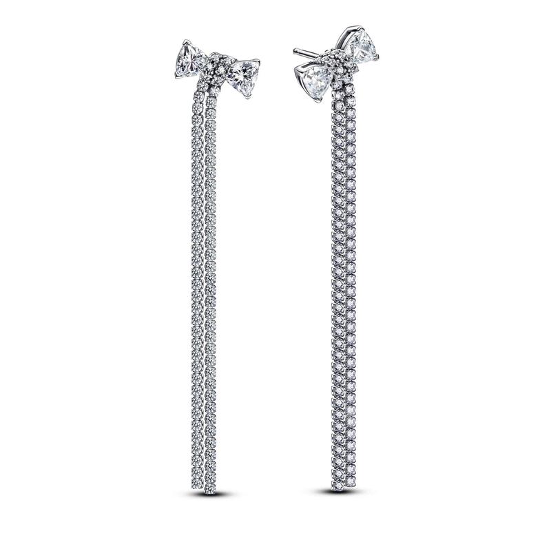 pandora女士银质滴珠蝴蝶结耳环优雅时尚百搭饰品