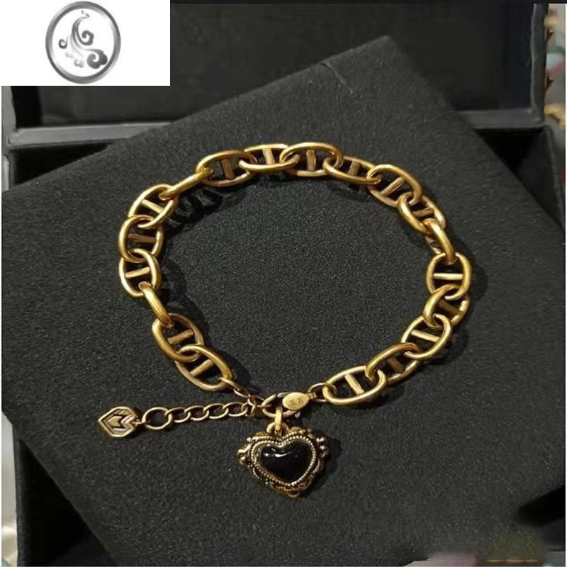 JiMi猪鼻子爱心手链黑桃心手链复古个性高颜值网红ins