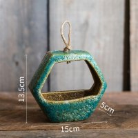 家柏饰(CORATED)粗陶瓷壁挂花器吊兰吊篮水培禅意古国风中式创意装饰 六边形壁挂花器(小) 中