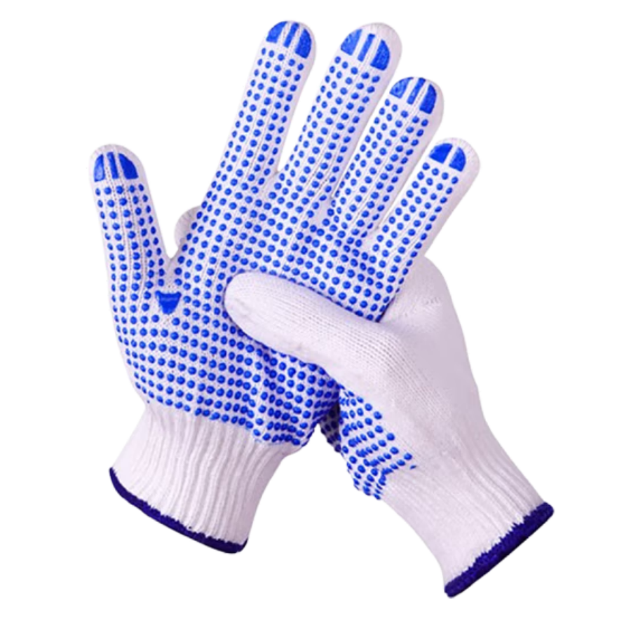 戎誓PVC点胶手套 点塑防滑耐磨工地搬货棉劳保手套 1双