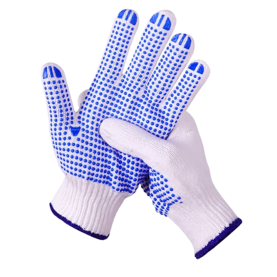 戎誓PVC点胶手套 点塑防滑耐磨工地搬货棉劳保手套 1双