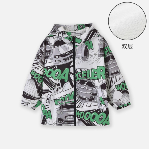 [1件3折]铅笔俱乐部2025年春装新款男童外套儿童印花潮酷上衣中大童连帽衫