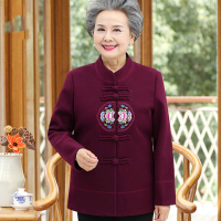 迪鲁奥(DILUAO)高端品质老年装妈妈装人秋装女外套秋老人衣服毛呢奶奶装呢子上衣
