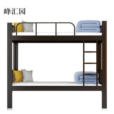 峰汇园铁床上下床钢木床宿舍床黑色高1800长2000宽1200[工厂现做 7天内发货]