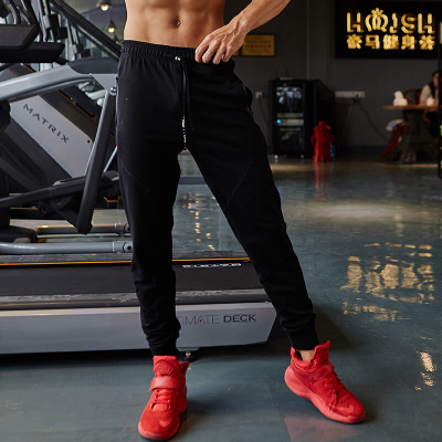 珂卡慕(KEKAMU)运动裤男2020春季款宽松休闲跑步训练裤透气收口卫裤弹力健身长裤黑色LX1005（薄款）默认颜色M