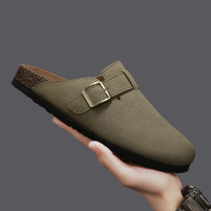 夏季新款潮流勃肯复古包头拖鞋时尚男士一脚蹬套脚半拖鞋男鞋