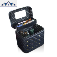 化妆包女大容量双层多功能便携简约化妆品收纳盒网红手提化妆箱 三维工匠收纳包