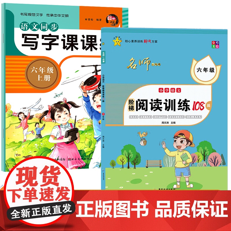 六年级 小学语文阶梯阅读训练+108篇语文同步写字课课练 全2册