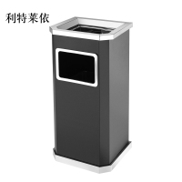 利特莱依不锈钢垃圾桶烟蒂柱灭烟桶带烟灰缸室外电梯口立式黑色靠墙氏侧开口