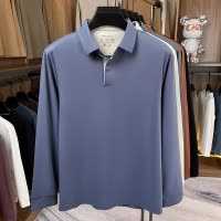 锦氨无痕7A长袖T恤男秋季新款纯色翻领男士polo衫