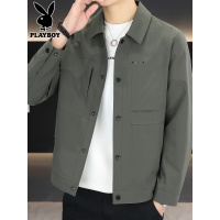 花花公子翻领夹克男士上衣服2025年秋季新款宽松商务休闲外套男装